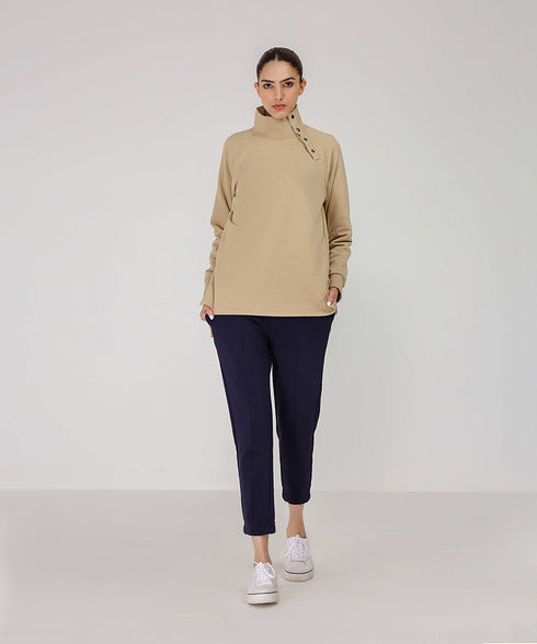 Women's Snap Button Mock Neck